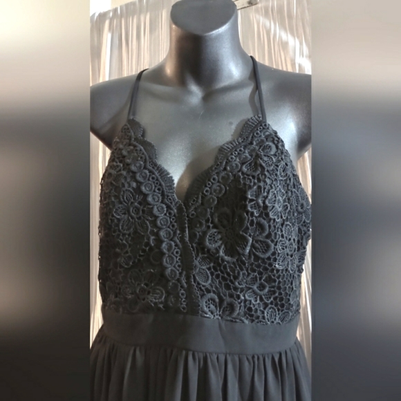 Lace front maxi dress sheer slits to knee sundress New with tags medium - Picture 6 of 16